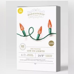 Wondershop Target Christmas 60 LED Red Faceted C6 Lights 19.8 Lighted Length